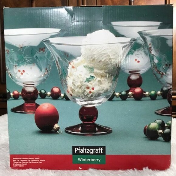Pfaltzgraff Set of 3 Winterberry Glass Pedestal Dessert Bowls - Picture 11 of 13